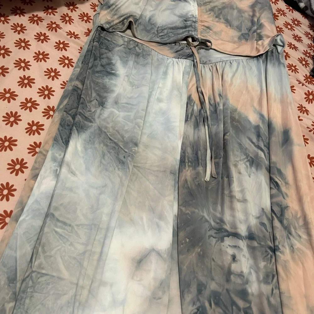 Blue and Cream Tie-Dye Jumpsuit - Picture 2 of 11